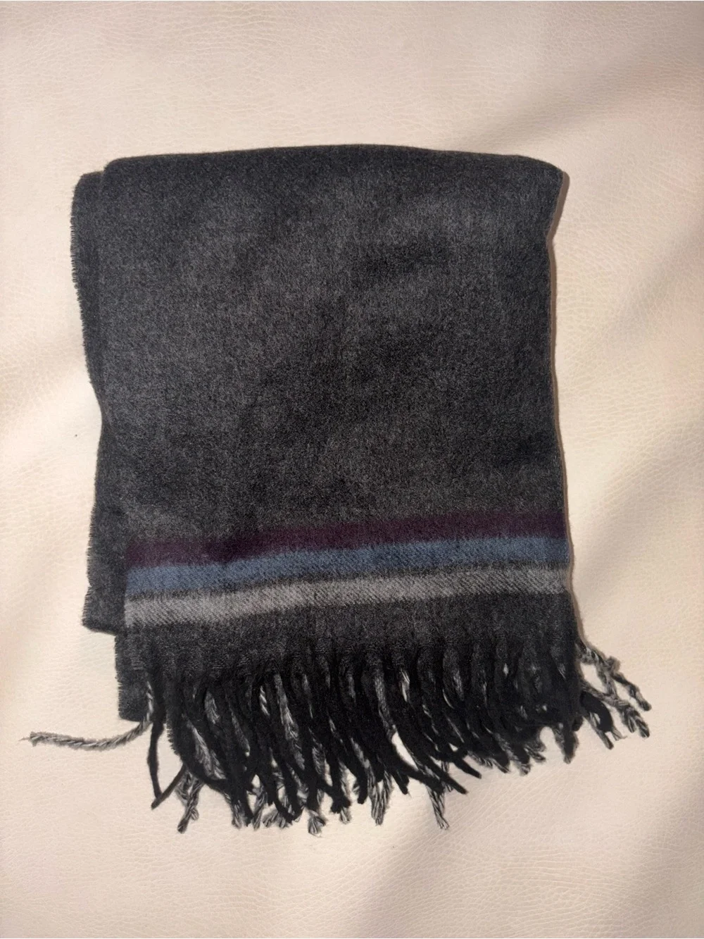 Bloomingdales Men's Dark Gray Scarf with Striped Accent